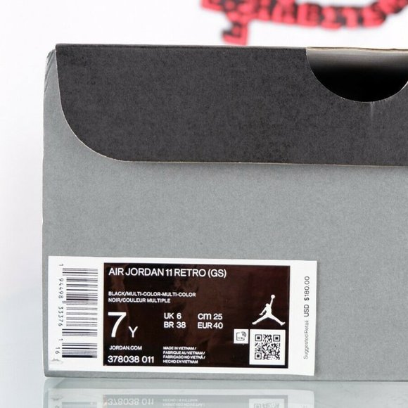 NEW Nike Air Jordan Retro 11 XI Black Jubilee White GS Size 7Y 378038 01… - Picture 8 of 8